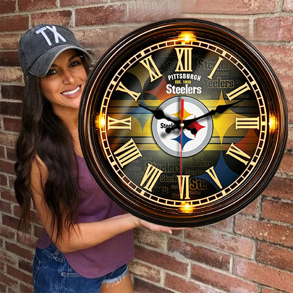 Pittsburgh Steelers Wooden Wall Clock