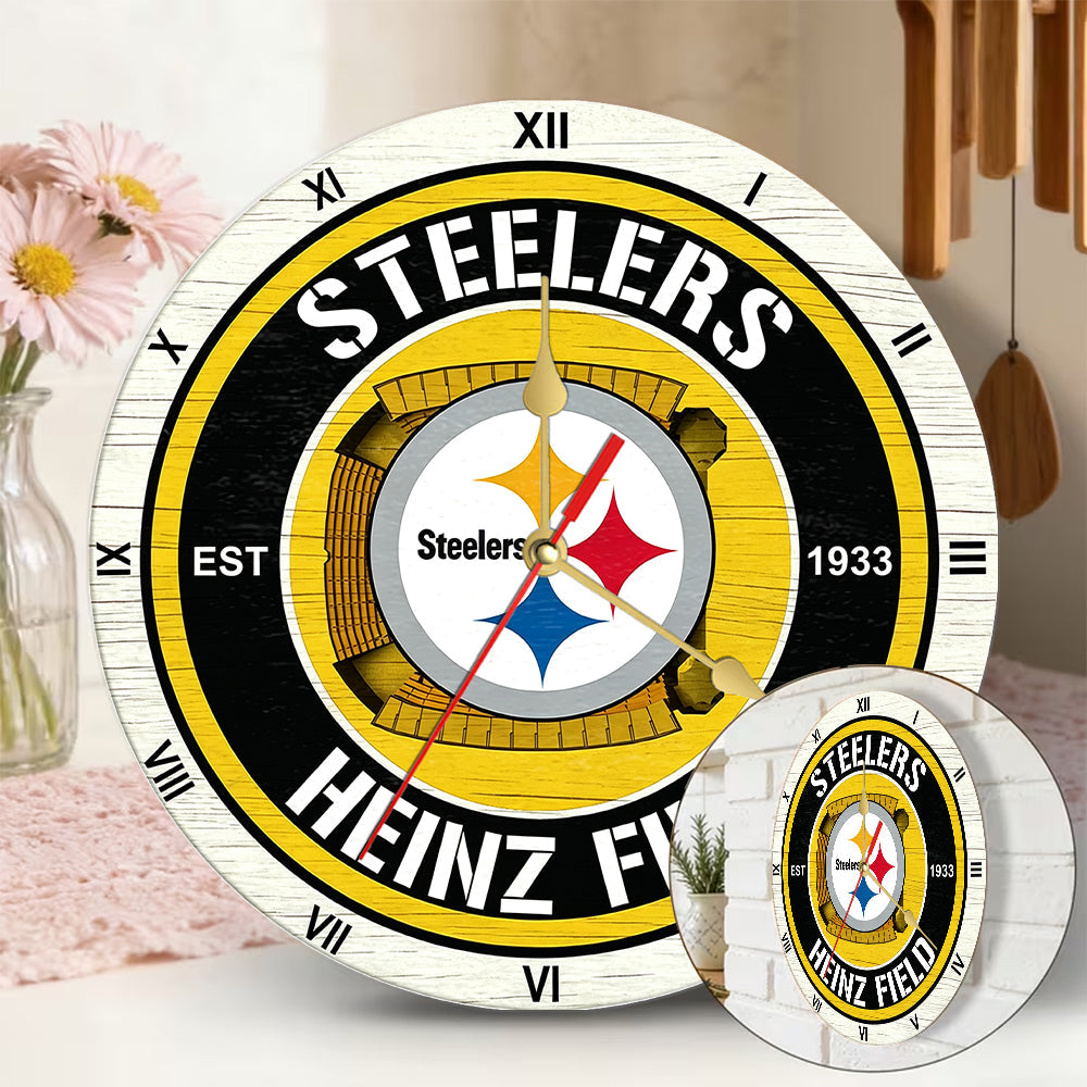 Personalized Custom Pittsburgh Steelers Wooden Wall Clock