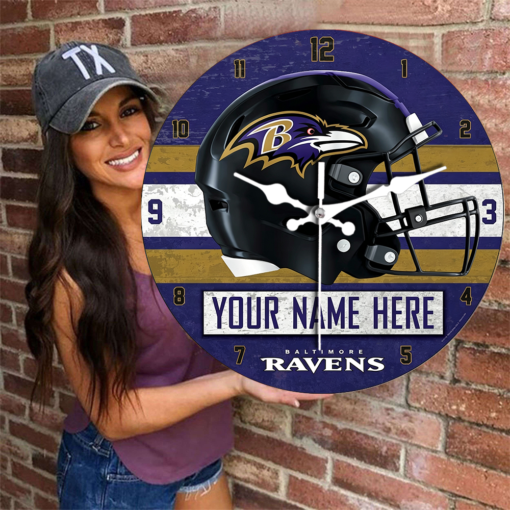 Baltimore Ravens Personalized Custom Round Wall Clock