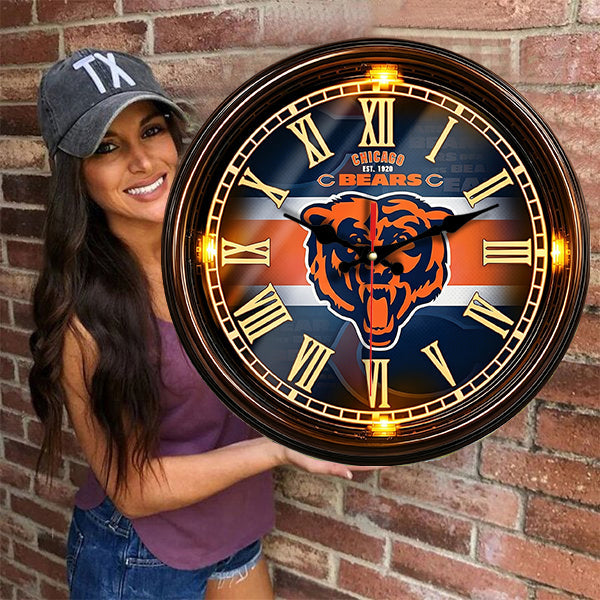 Chicago Bears Wooden Wall Clock