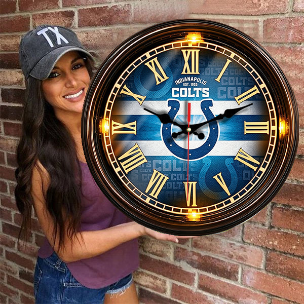 Indianapolis Colts Wooden Wall Clock