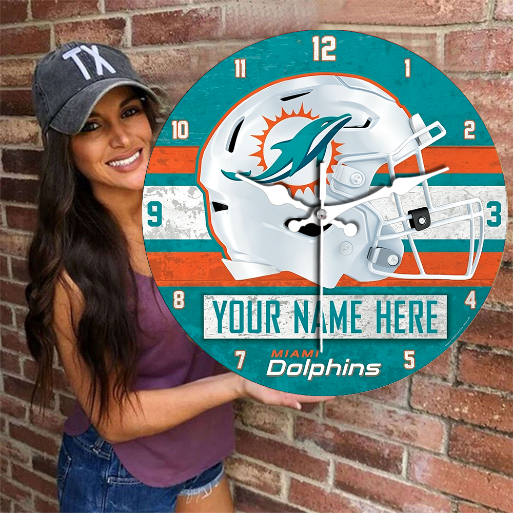 Miami Dolphins Personalized Custom Round Wall Clock