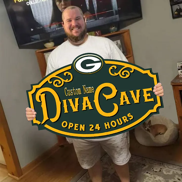 Custom Name Green Bay Packers Man Cave&Diva Cave Sign