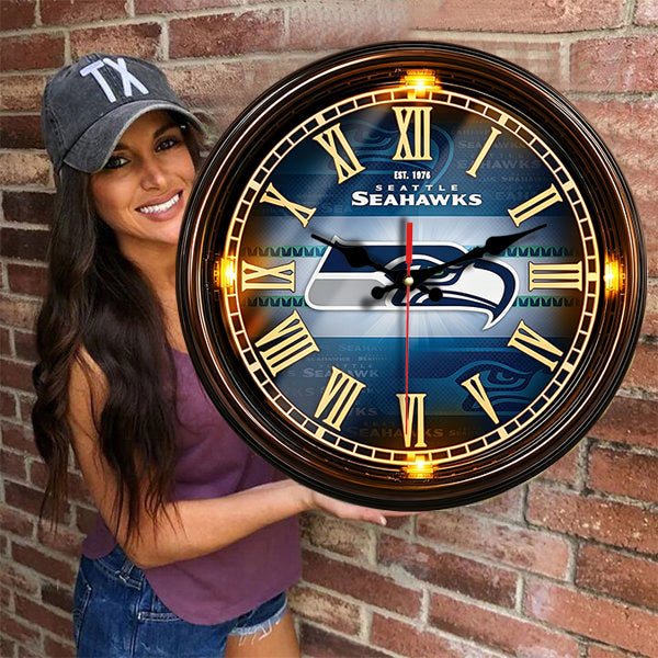 Seattle Seahawks Wooden Wall Clock