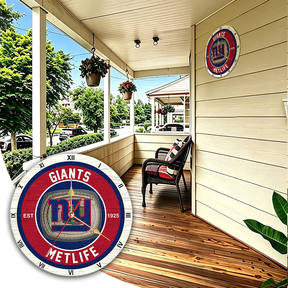 Personalized Custom New York Giants Wooden Wall Clock