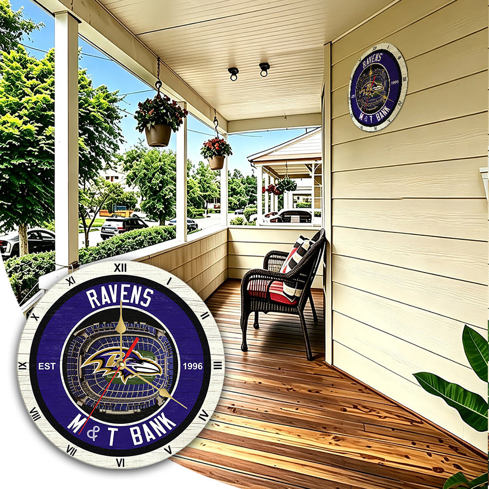 Personalized Custom Baltimore Ravens Wooden Wall Clock