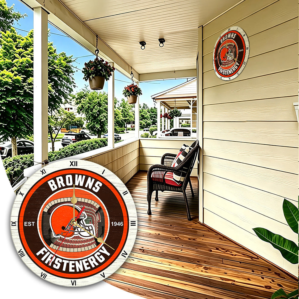 Personalized Custom Cleveland Browns Wooden Wall Clock