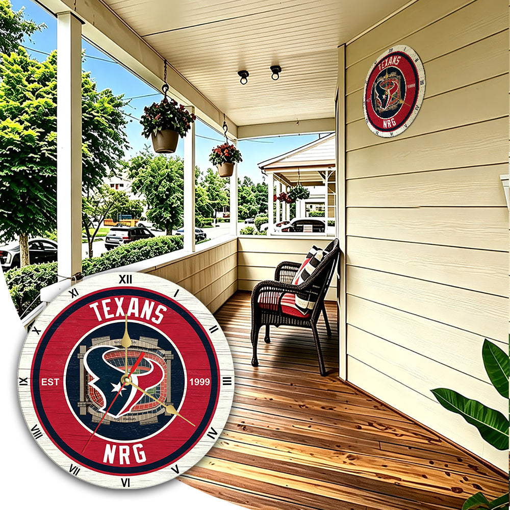 Personalized Custom Houston-Texans Wooden Wall Clock
