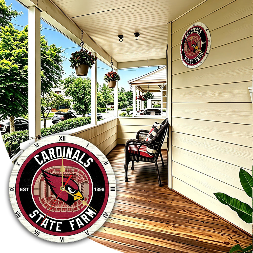 Personalized Custom Arizona Cardinals Wooden Wall Clock