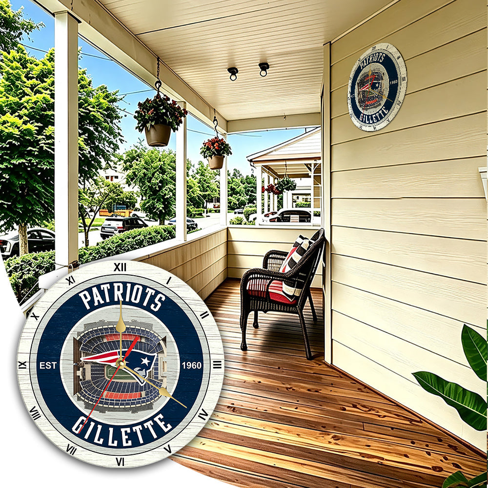 Personalized Custom New England Patriots Wooden Wall Clock