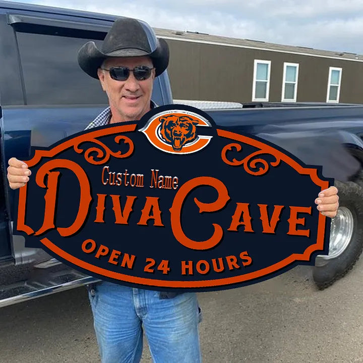 Custom Name Chicago Bears Man Cave&Diva Cave Sign