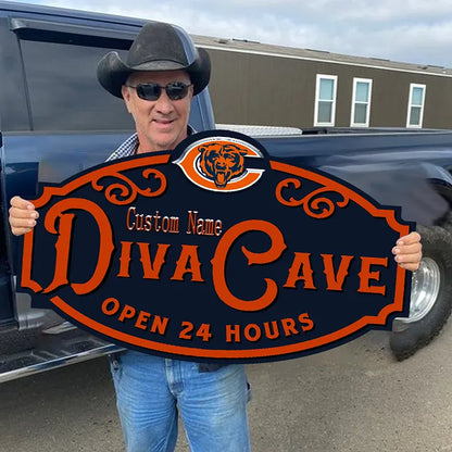 Custom Name Chicago Bears Man Cave&Diva Cave Sign
