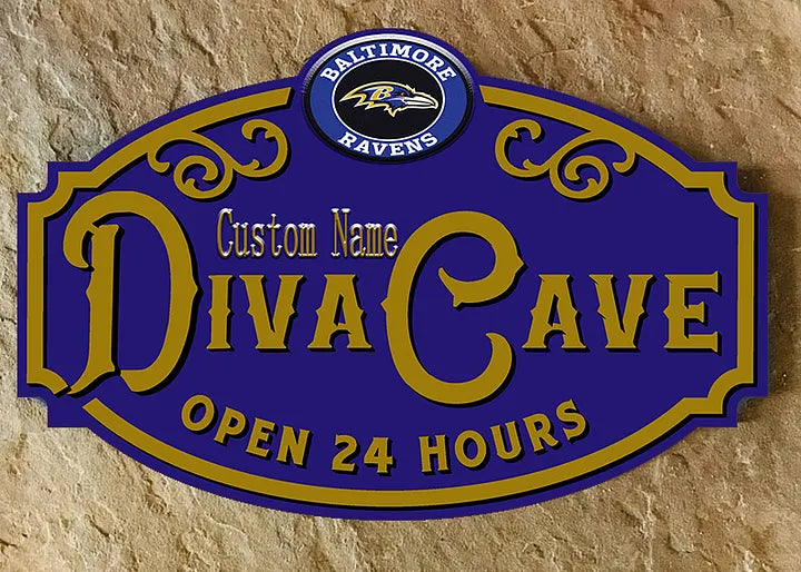 Custom Name Baltimore Ravens Man Cave&Diva Cave Sign