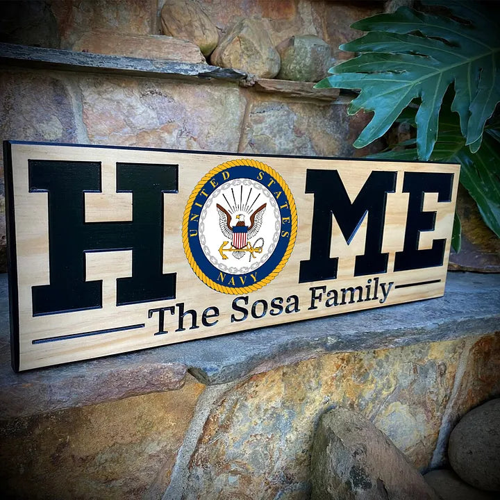 Military Custom Carved Personalized Name Family Wood Sign