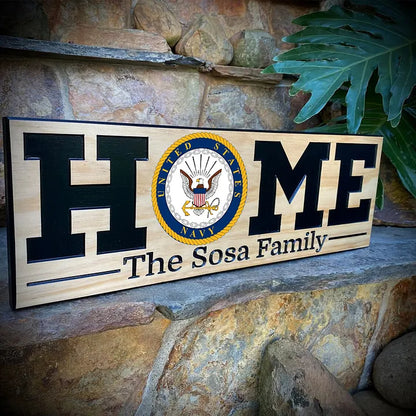 Military Custom Carved Personalized Name Family Wood Sign