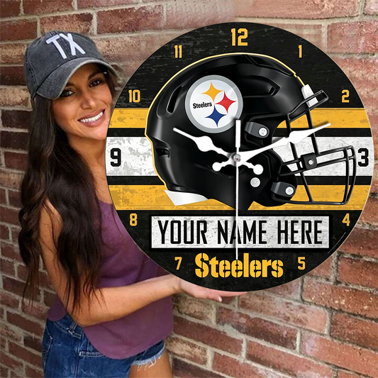 Pittsburgh Steelers Personalized Custom Round Wall Clock