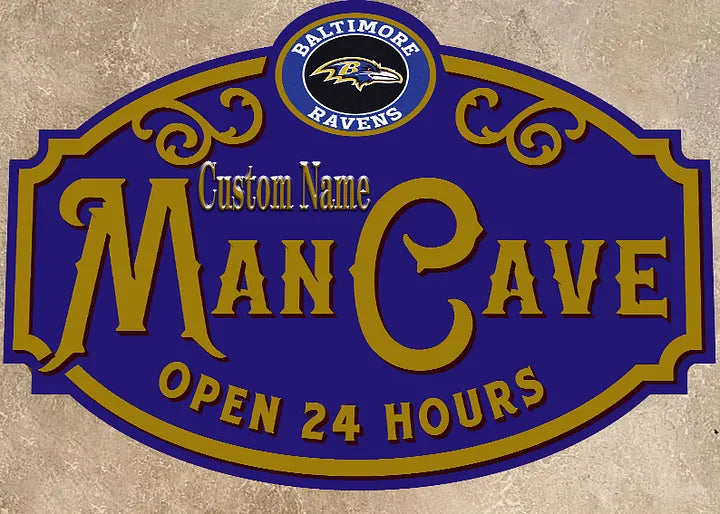 Custom Name Baltimore Ravens Man Cave&Diva Cave Sign