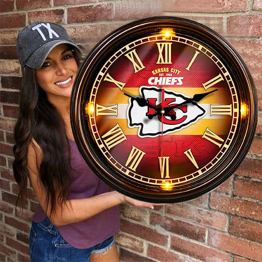 Kansas City Chiefs Wooden Wall Clock