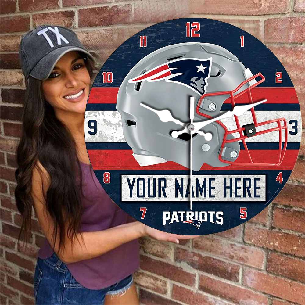 New England Patriots Personalized Custom Round Wall Clock