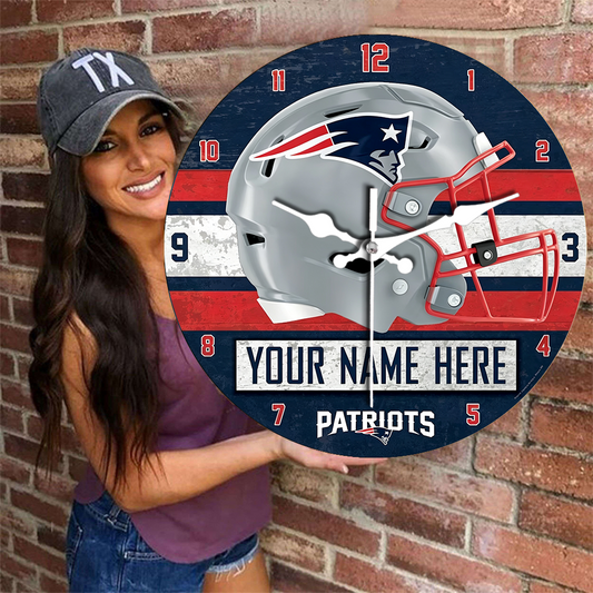 New England Patriots Personalized Custom Round Wall Clock