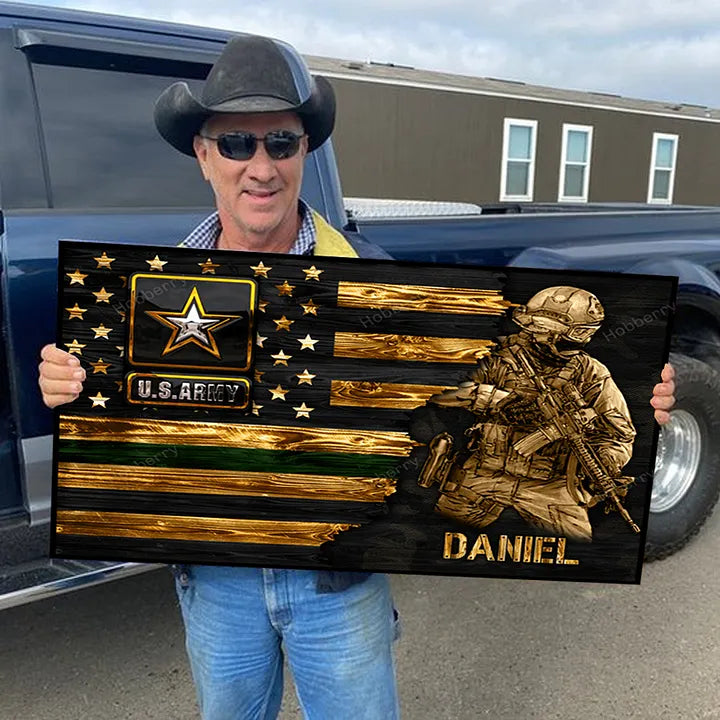 Personalized Wood Military Flag Board