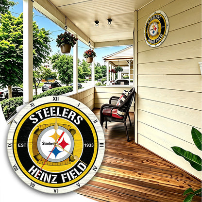Personalized Custom Pittsburgh Steelers Wooden Wall Clock
