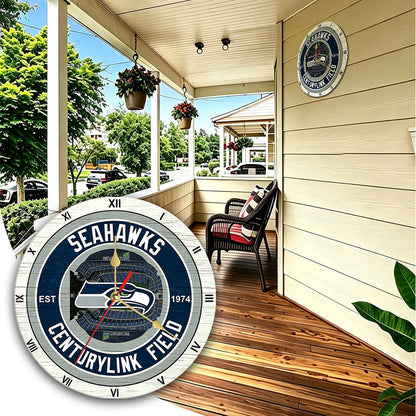 Personalized Custom Seattle Seahawks Wooden Wall Clock