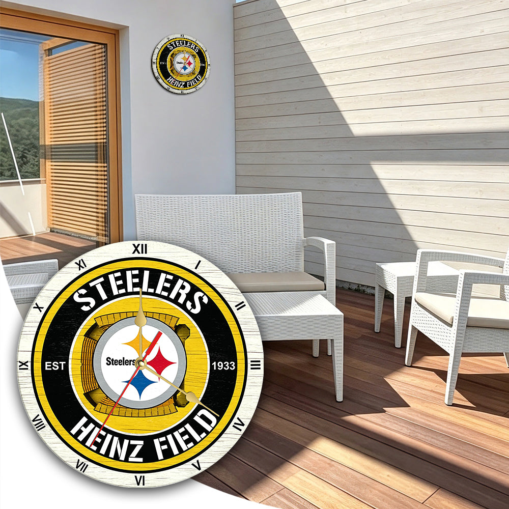 Personalized Custom Pittsburgh Steelers Wooden Wall Clock