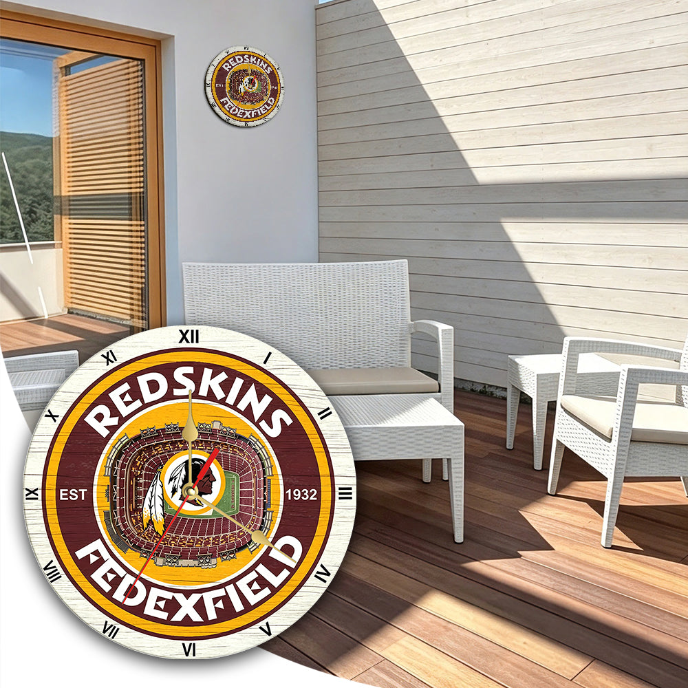 Personalized Custom Washington Redskins Wooden Wall Clock