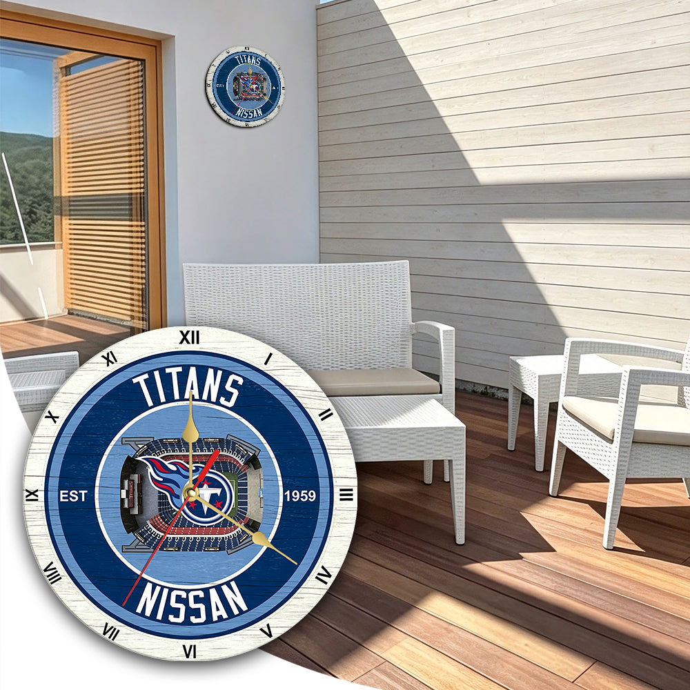 Personalized Custom Tennessee Titans Wooden Wall Clock