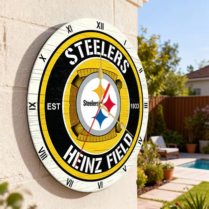 Personalized Custom Pittsburgh Steelers Wooden Wall Clock