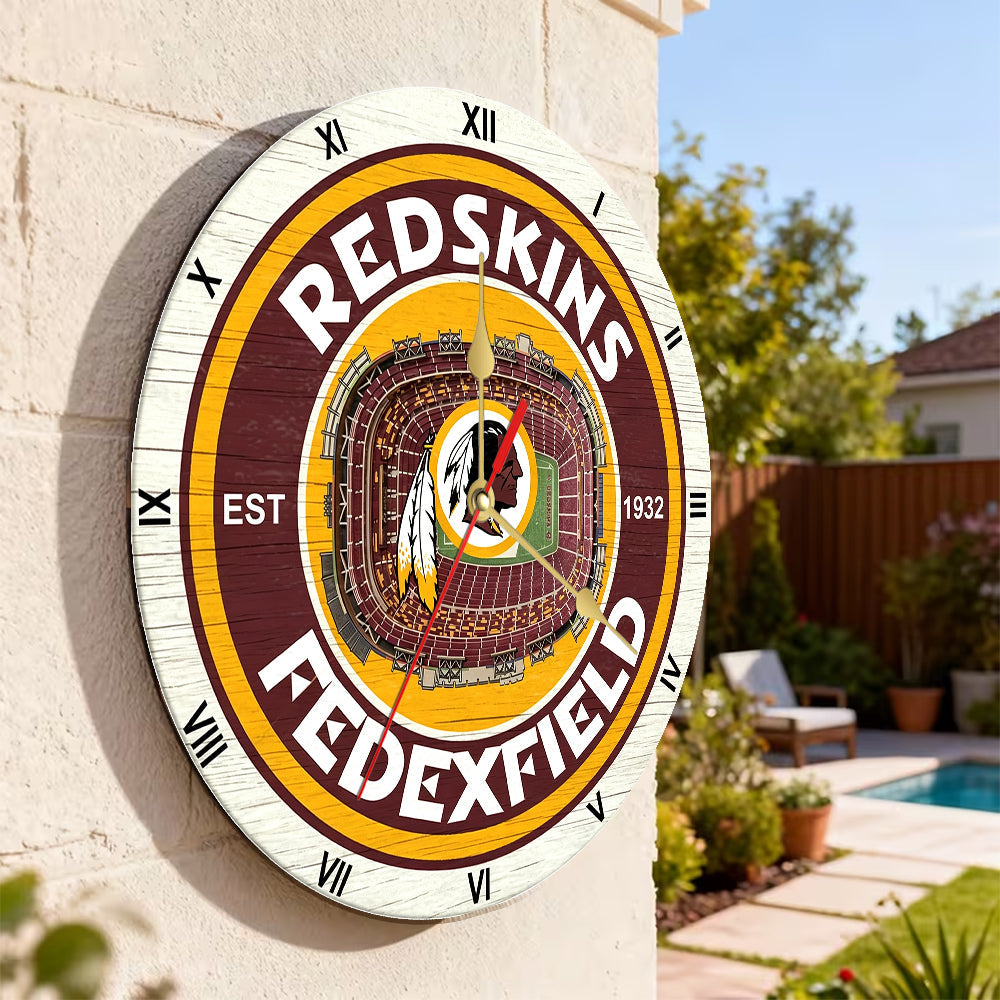 Personalized Custom Washington Redskins Wooden Wall Clock