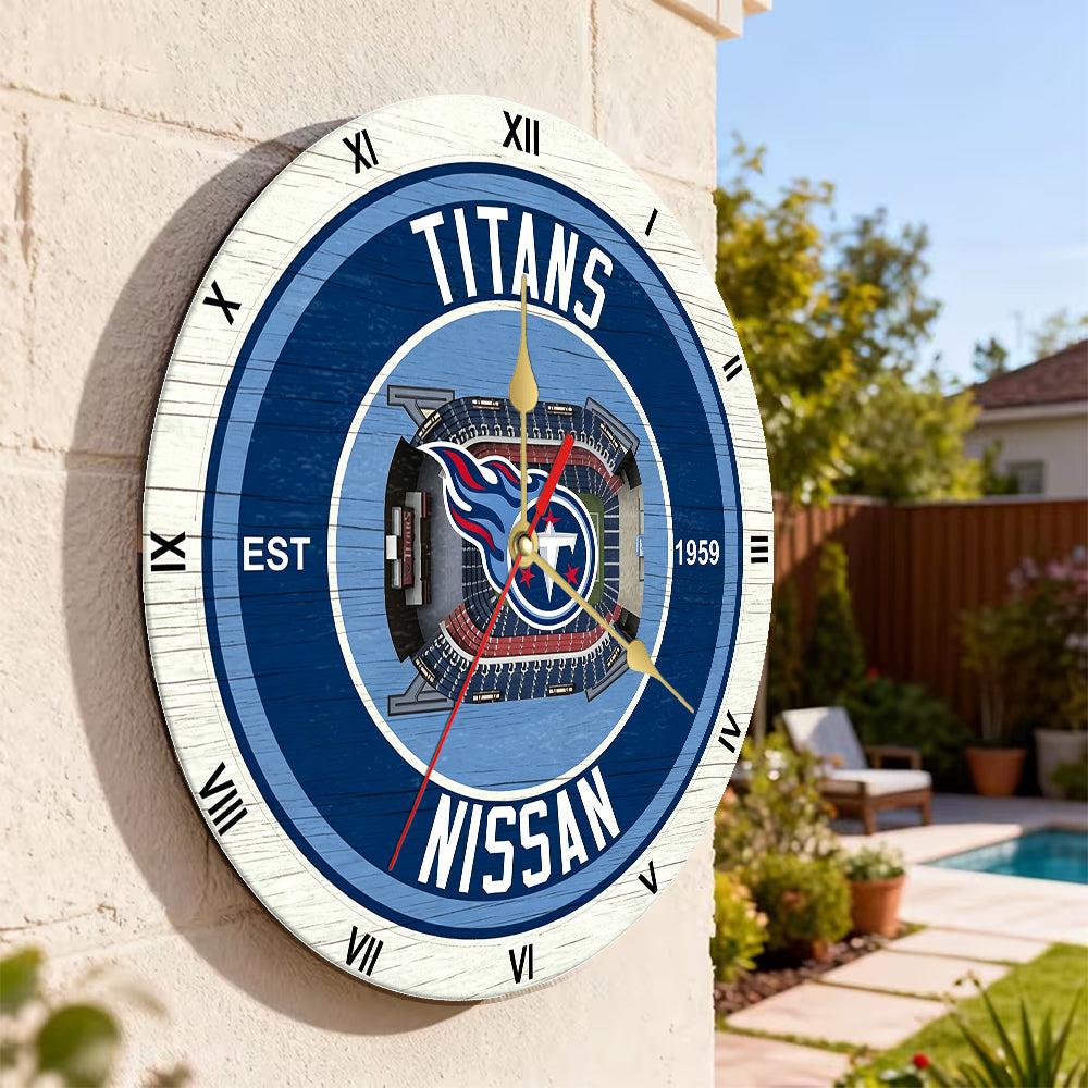 Personalized Custom Tennessee Titans Wooden Wall Clock