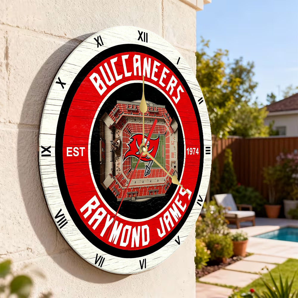 Personalized Custom Tampa Bay Buccaneers Wooden Wall Clock