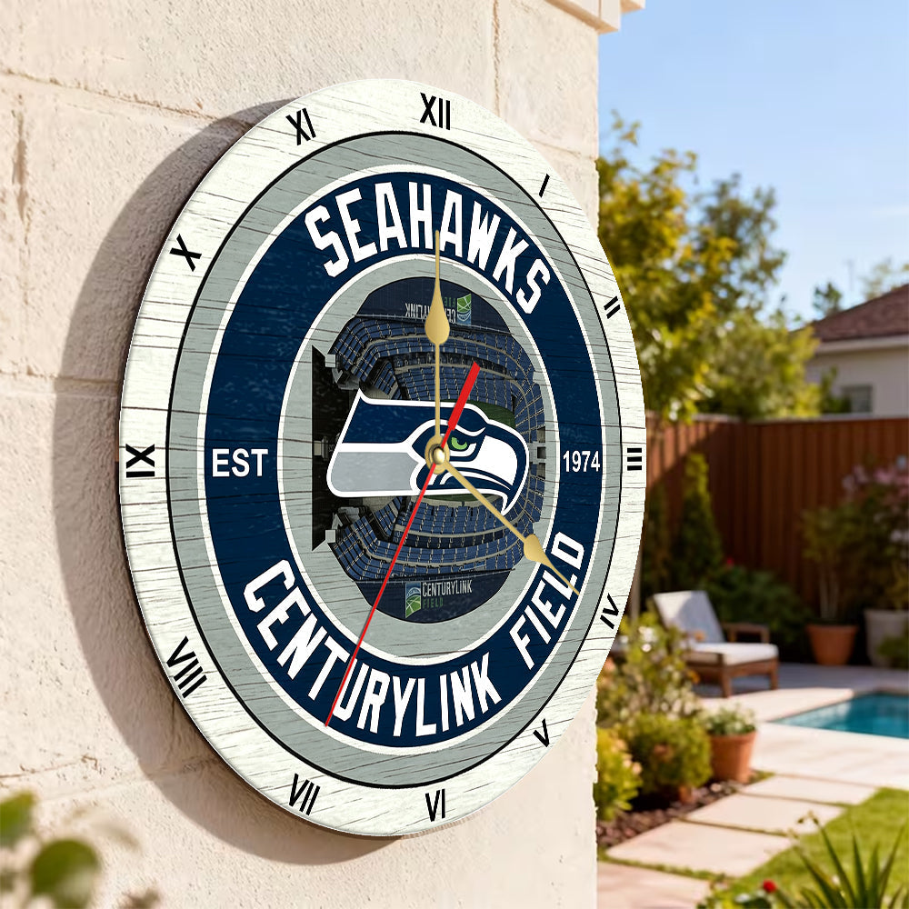 Personalized Custom Seattle Seahawks Wooden Wall Clock