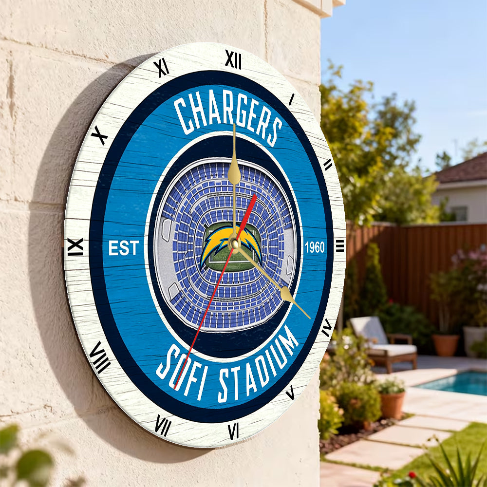 Personalized Custom San Diego Chargers Wooden Wall Clock