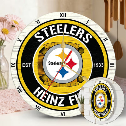 Personalized Custom Pittsburgh Steelers Wooden Wall Clock