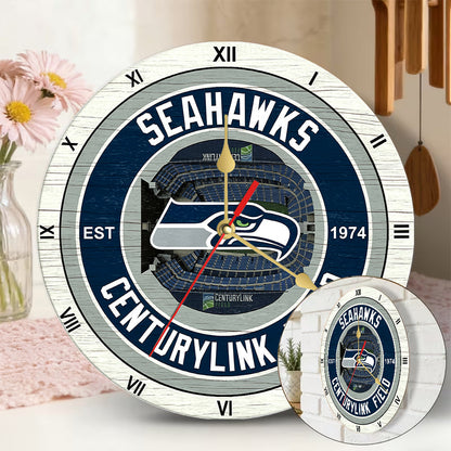 Personalized Custom Seattle Seahawks Wooden Wall Clock