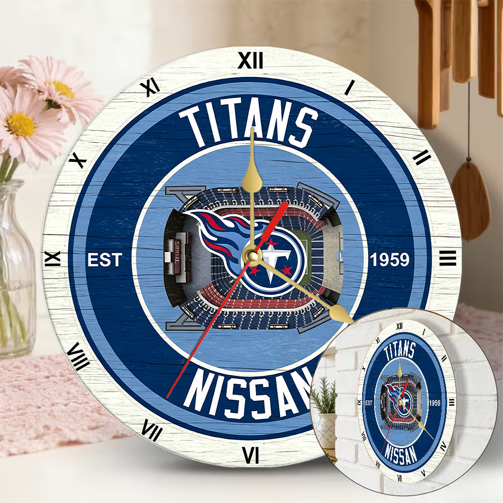 Personalized Custom Tennessee Titans Wooden Wall Clock