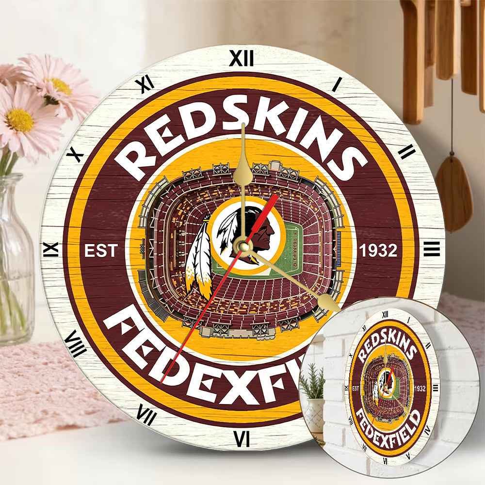 Personalized Custom Washington Redskins Wooden Wall Clock
