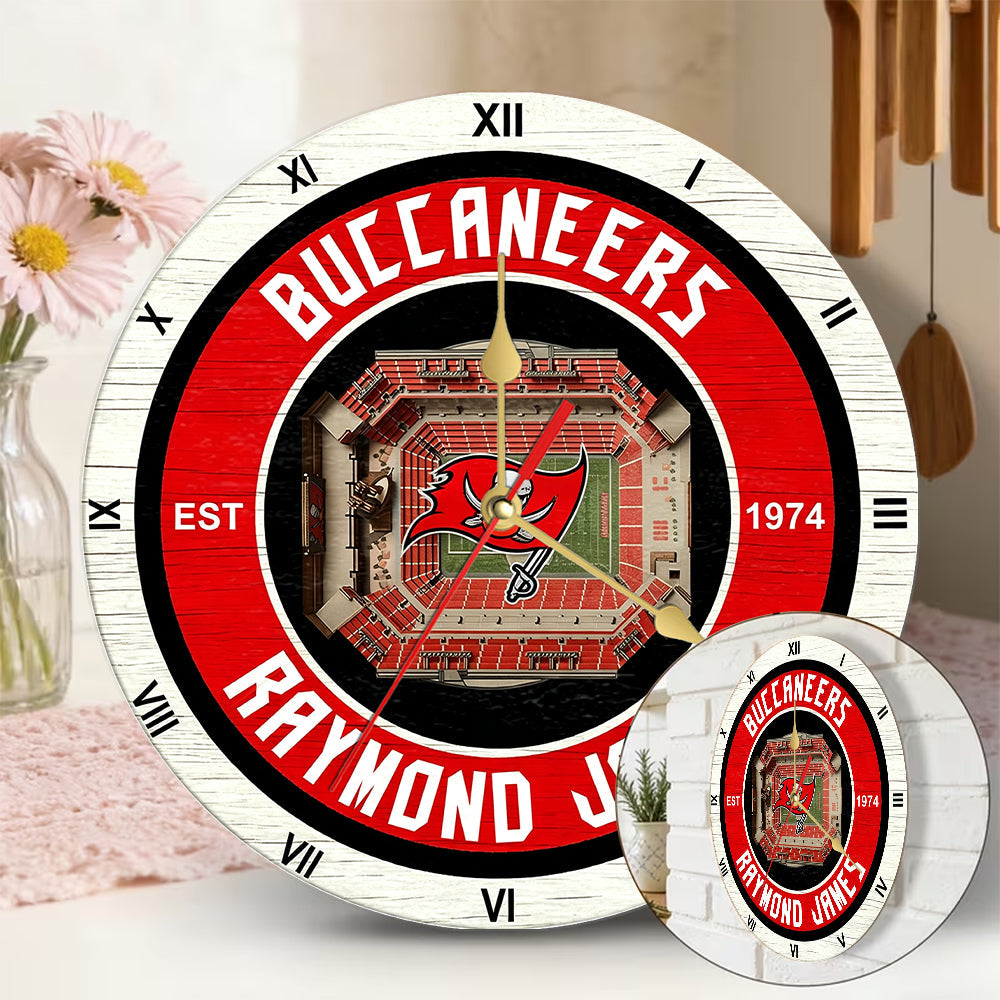 Personalized Custom Tampa Bay Buccaneers Wooden Wall Clock