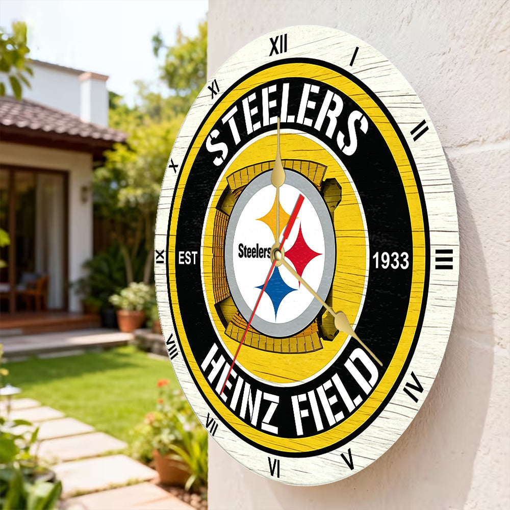 Personalized Custom Pittsburgh Steelers Wooden Wall Clock