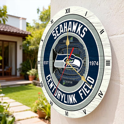 Personalized Custom Seattle Seahawks Wooden Wall Clock