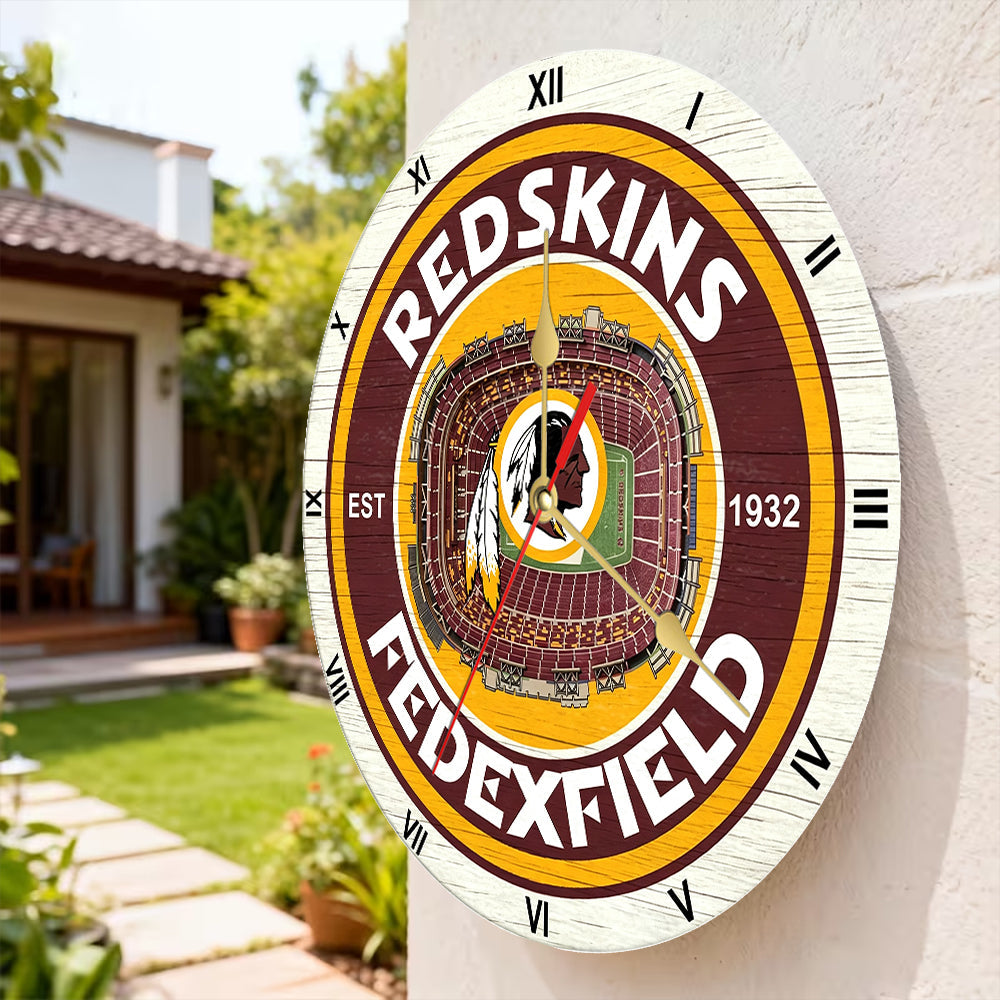 Personalized Custom Washington Redskins Wooden Wall Clock