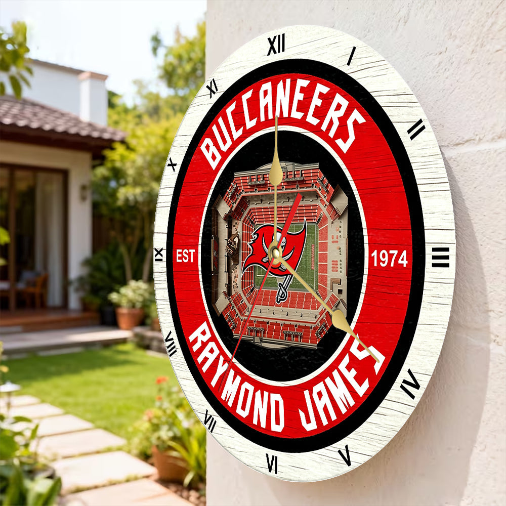 Personalized Custom Tampa Bay Buccaneers Wooden Wall Clock