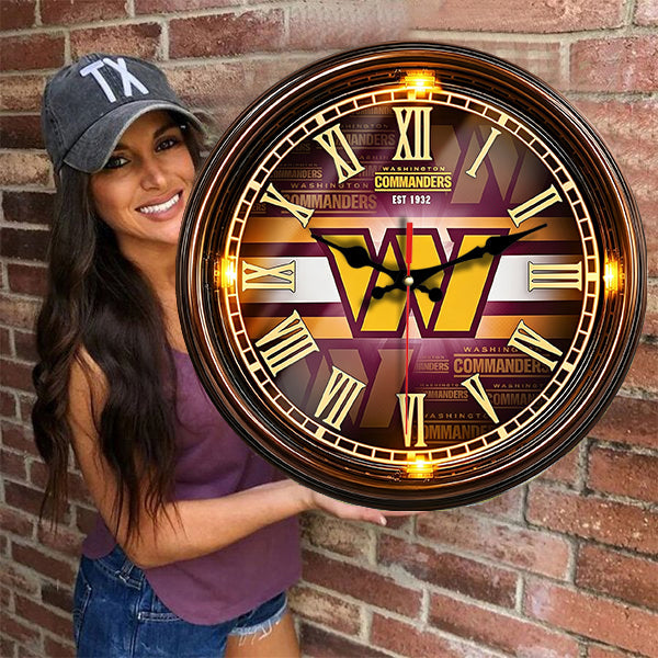 Washington Commanders Wooden Wall Clock