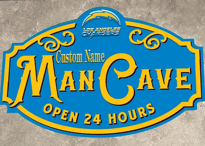 Custom Name Los Angeles Chargers Man Cave&Diva Cave Sign