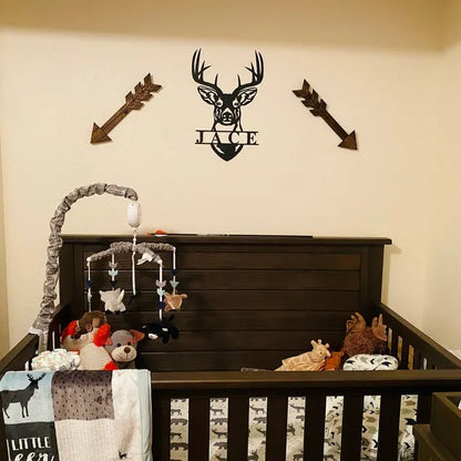 Deer Head Metal Sign Decor Gift - Personalized Custom Monogram