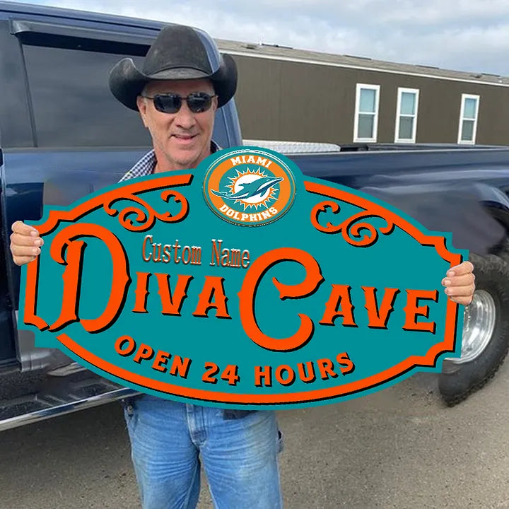Custom Name Miami Dolphins Man Cave&Diva Cave Sign