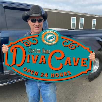 Custom Name Miami Dolphins Man Cave&Diva Cave Sign